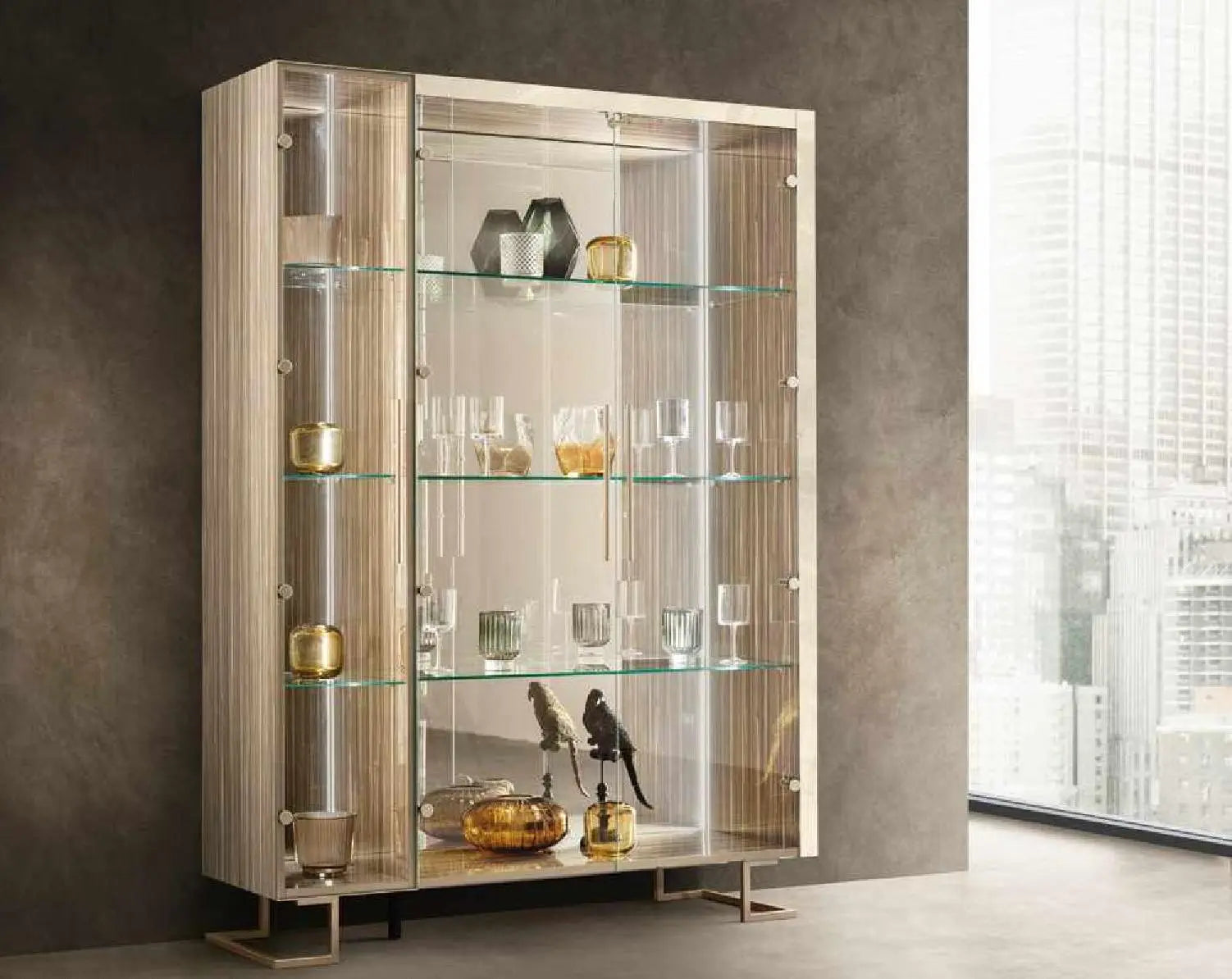 LUCE LIGHT WŁOSKA WITRYNA 3 DRZWIOWA z półkami szklanymi 153 CM / ADORA /  ARREDOCLASSIC