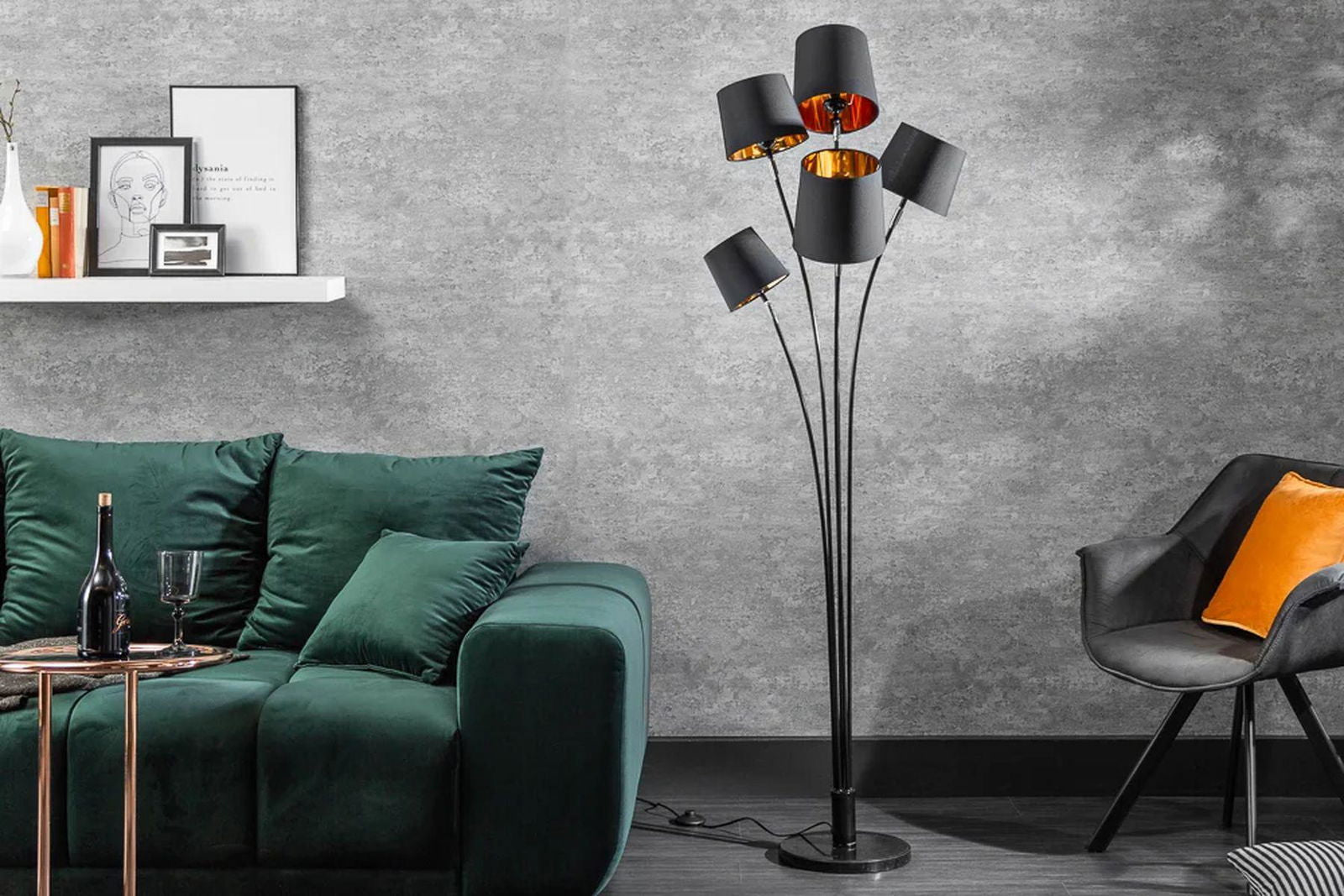 Lampa Podłogowa Levels 176 Cm Czarna / 40038  / INVICTA INTERIOR