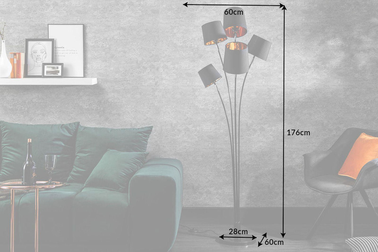 Lampa Podłogowa Levels 176 Cm Czarna / 40038  / INVICTA INTERIOR