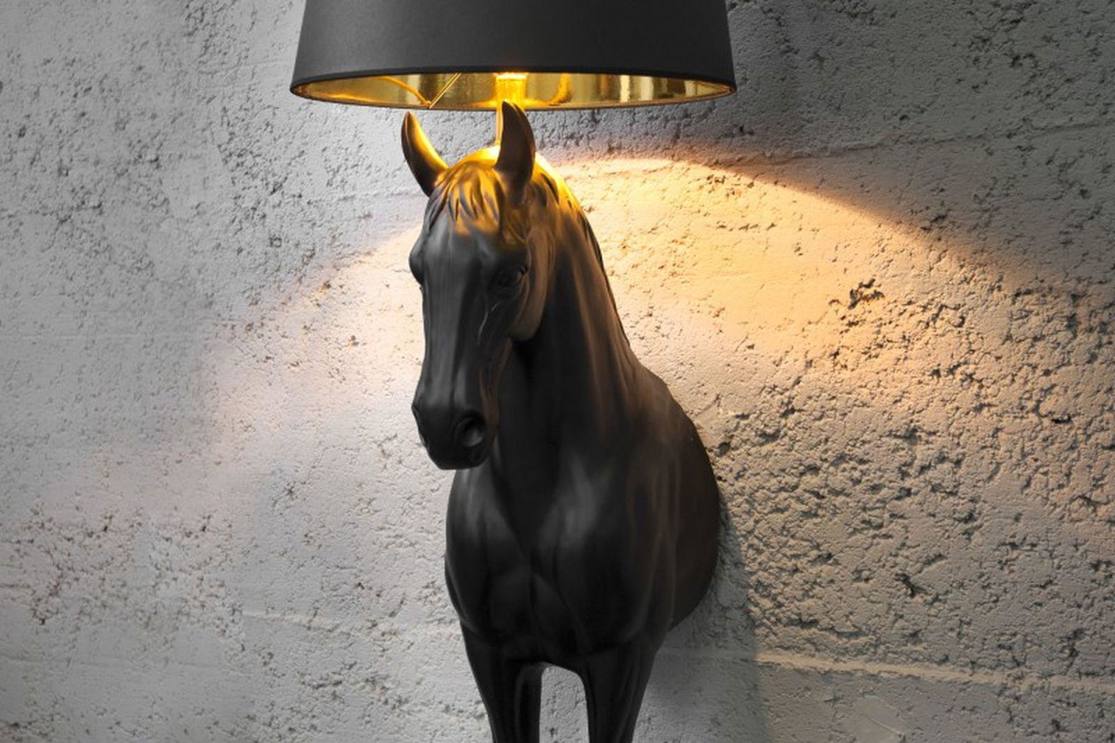 Lampa podłogowa koń czarna / 30082  / INVICTA INTERIOR