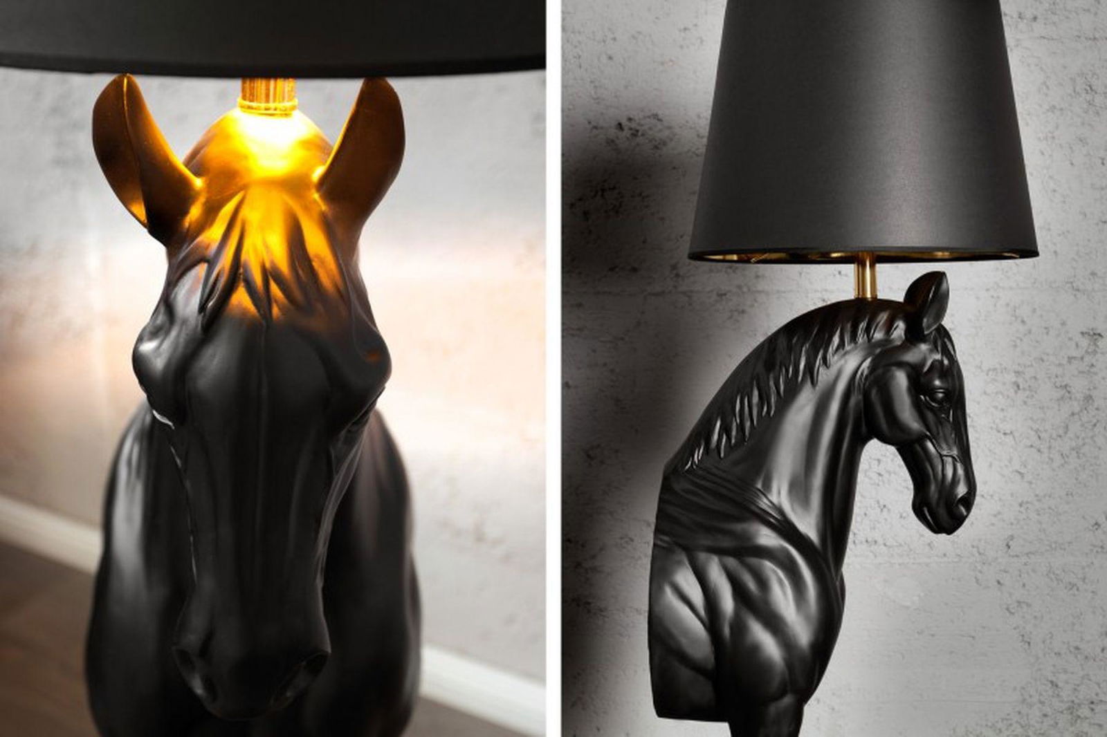 Lampa podłogowa koń czarna / 30082  / INVICTA INTERIOR