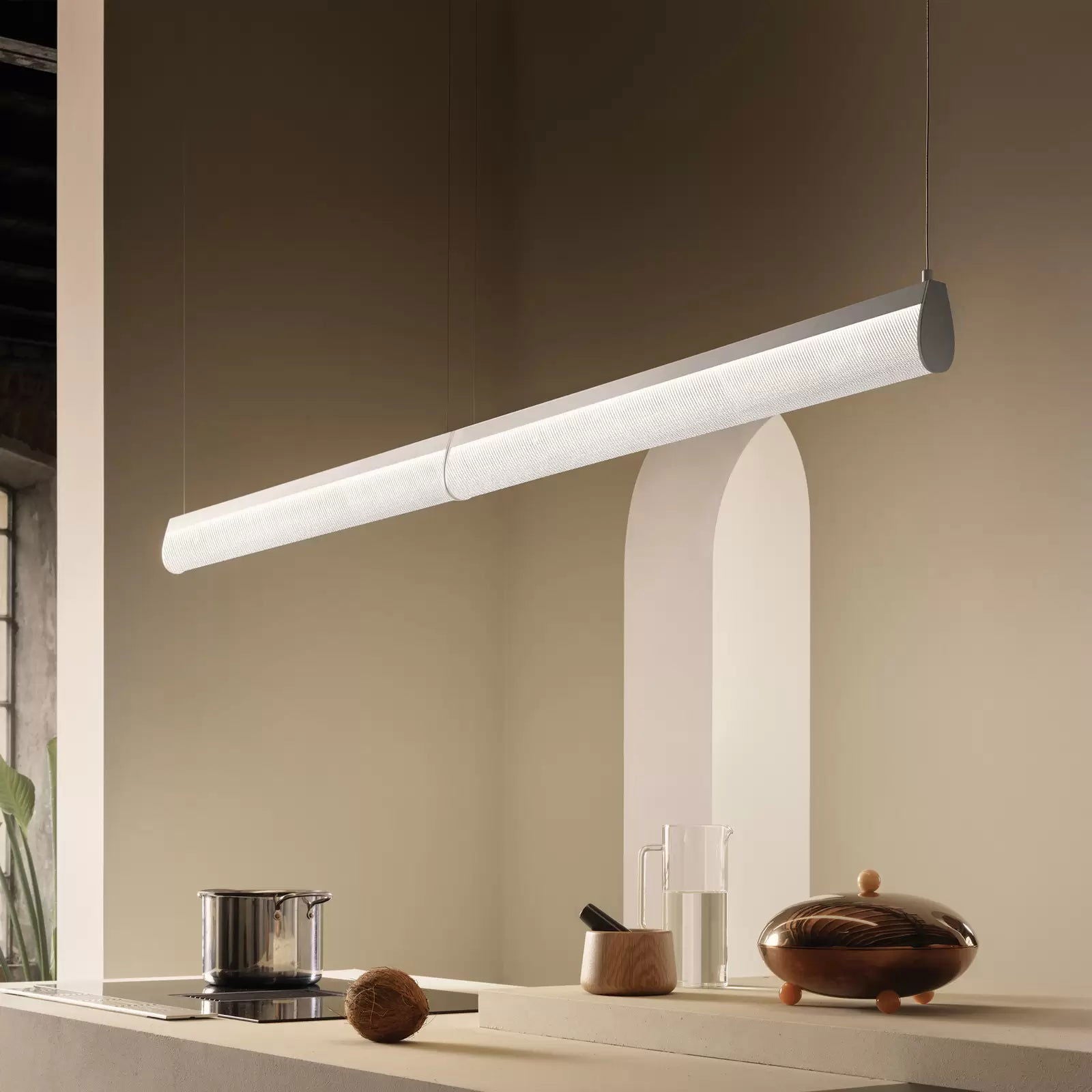 Lampa wisząca LED Slamp Modula Double, kryształ, szary