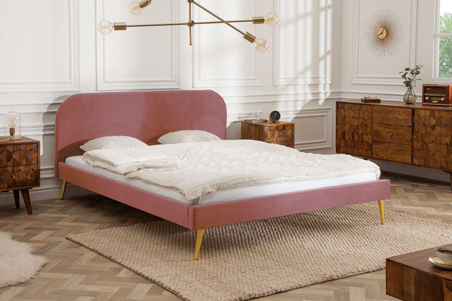 Łóżko Famous Retro różowy aksamit 140 / 39693  / INVICTA INTERIOR