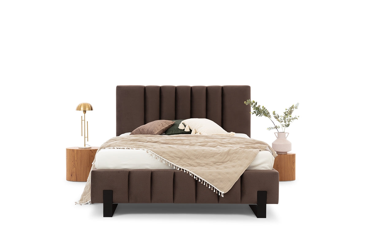 Łóżko tapicerowane Verica 160x200 - brązowy welur Element 5/ nogi czarne
