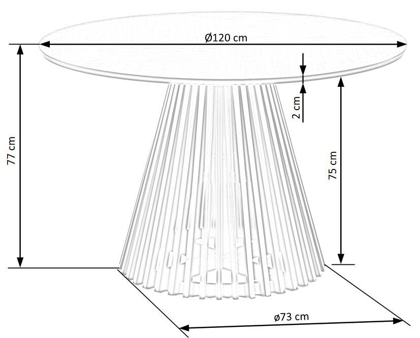 MIYAKI stół z okrągłym blatem blat dąb naturalny czarna podstawa 120 cm / HAL