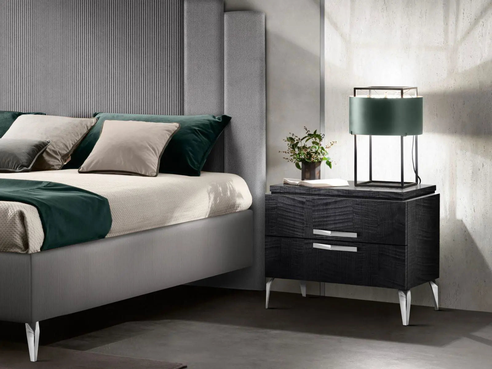 MODERNA CHROME WŁOSKIE ŁÓŻKO TAPICEROWANE KING SIZE 180/190/200 X 200CM / ADORA ARREDOCLASSIC