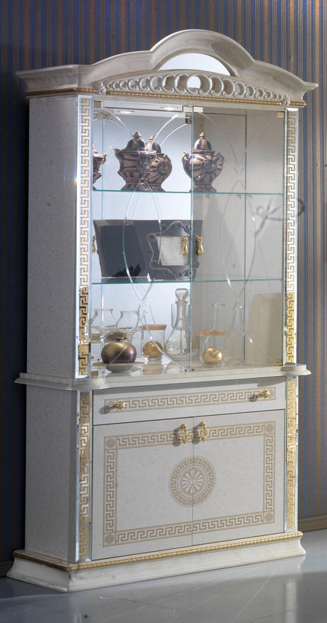 WŁOSKA KLASYCZNA WITRYNA 2 DRZWIOWA VENUS BEŻ+ZŁOTO / BC