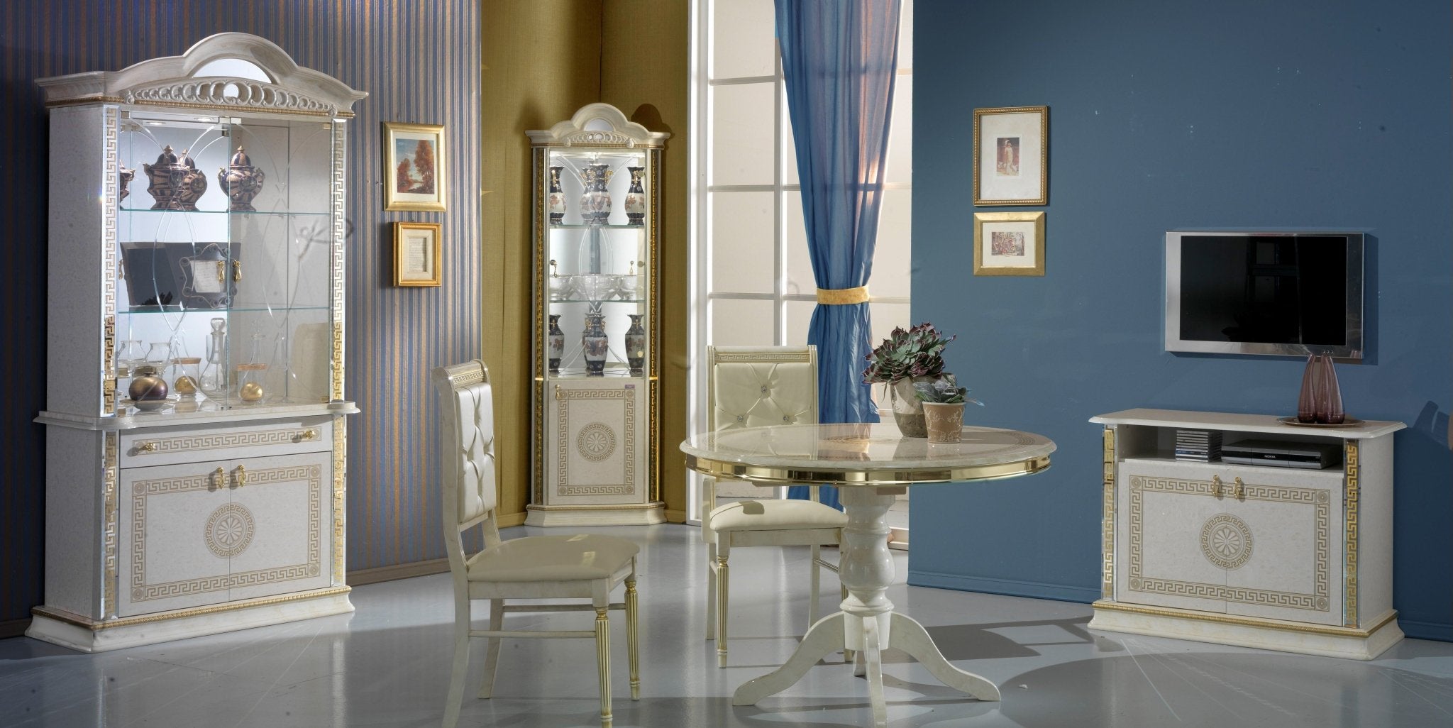 WŁOSKA KLASYCZNA WITRYNA 2 DRZWIOWA VENUS BEŻ+ZŁOTO / BC