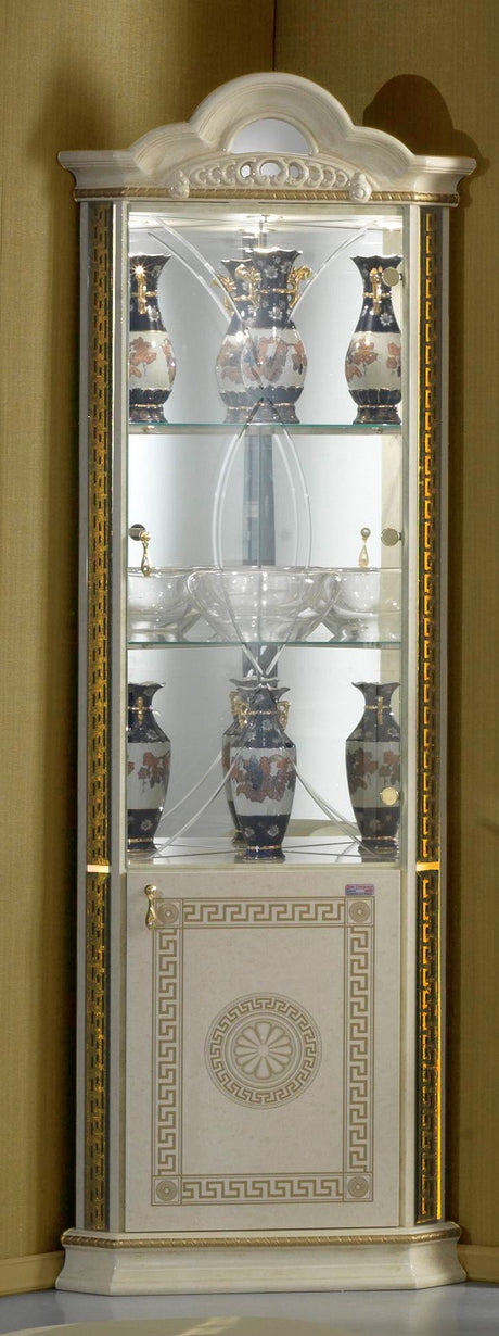 WŁOSKA KLASYCZNA WITRYNA 1 DRZWIOWA NAROŻNA VENUS BEŻ+ZŁOTO / BC