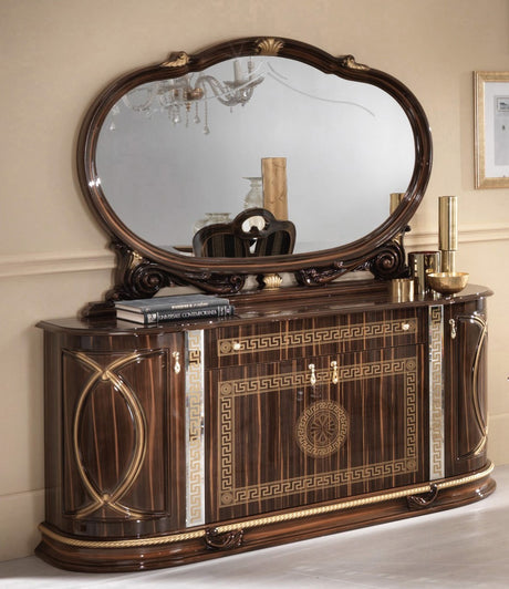 Komoda 4-drzwiowa Venus walnut ze złotymi ornamentami w stylu klasycznym