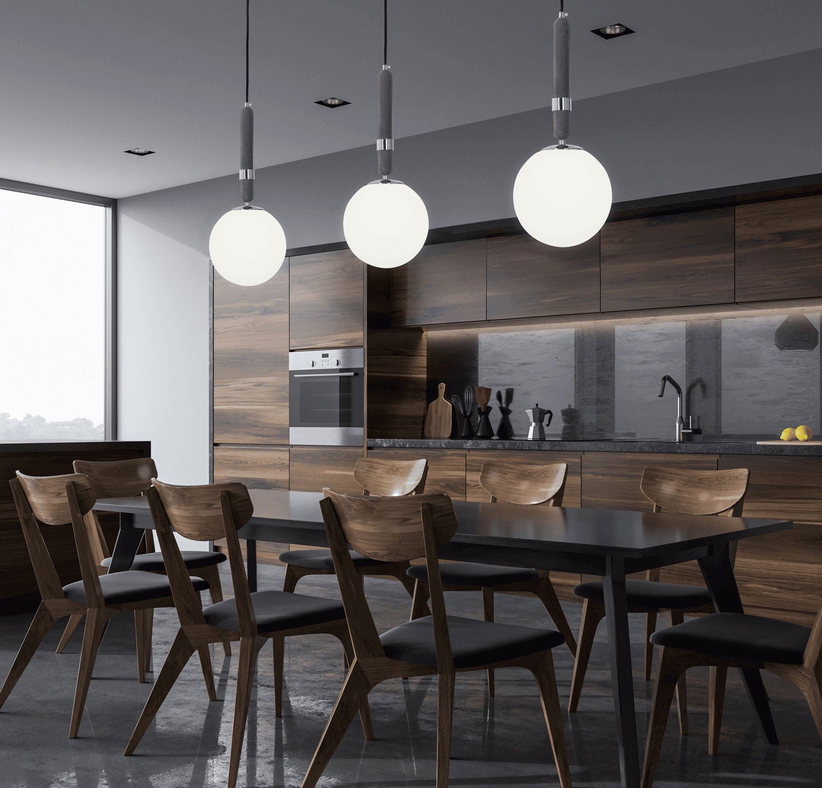 NOWOCZESNA LAMPA WISZĄCA CHROMOWANA GRANINO D20