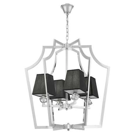 NOWOCZESNA LAMPA WISZĄCA CHROMOWANA Z CZARNYMI ABAŻURAMI MONTERO