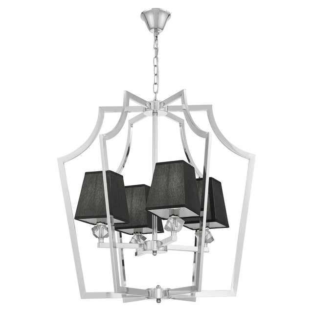 NOWOCZESNA LAMPA WISZĄCA CHROMOWANA Z CZARNYMI ABAŻURAMI MONTERO
