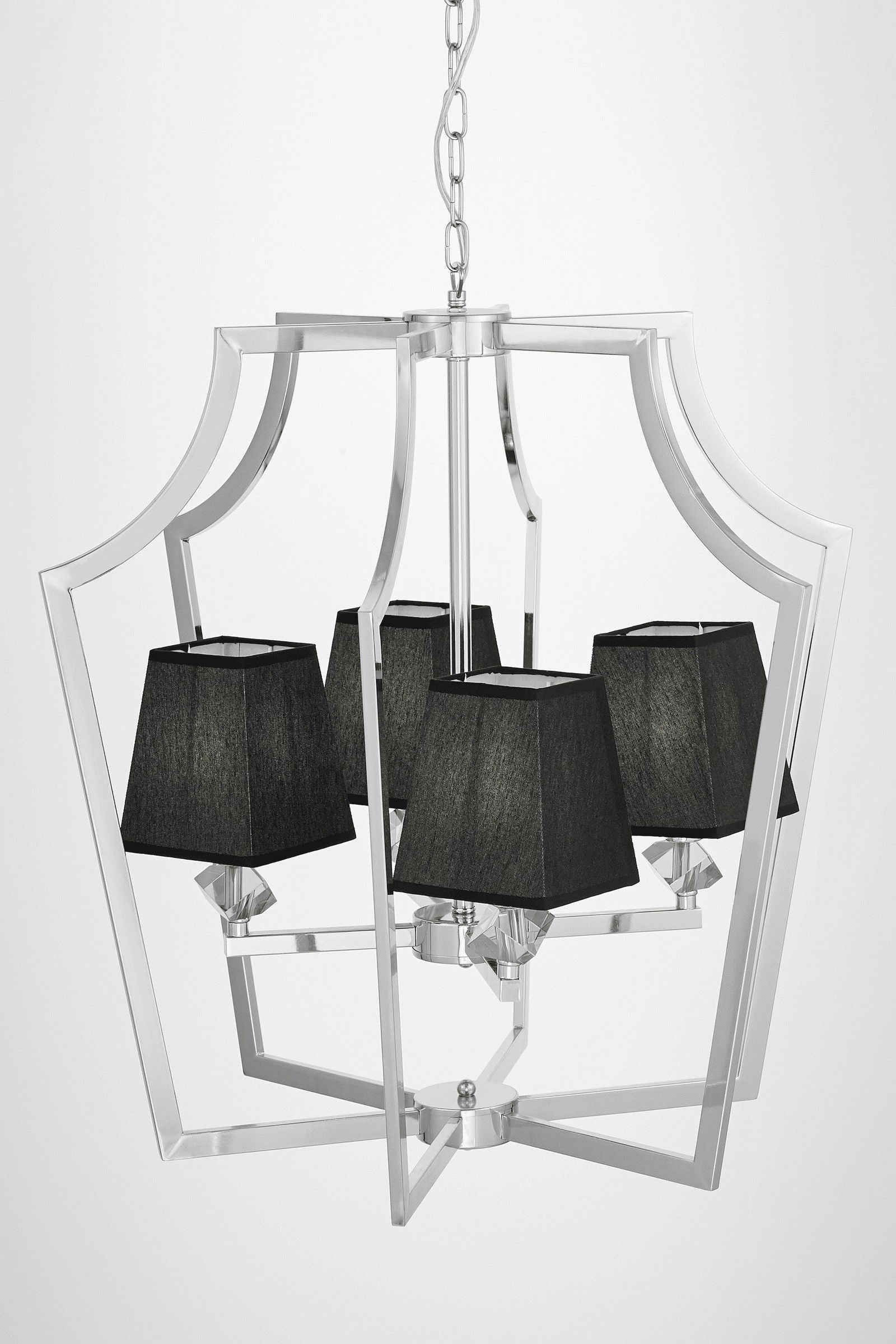 NOWOCZESNA LAMPA WISZĄCA CHROMOWANA Z CZARNYMI ABAŻURAMI MONTERO