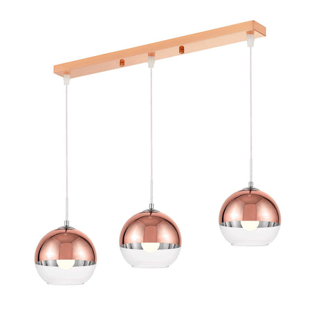 NOWOCZESNA POTRÓJNA LAMPA WISZĄCA RÓŻOWE ZŁOTO VERONI D20 PRO