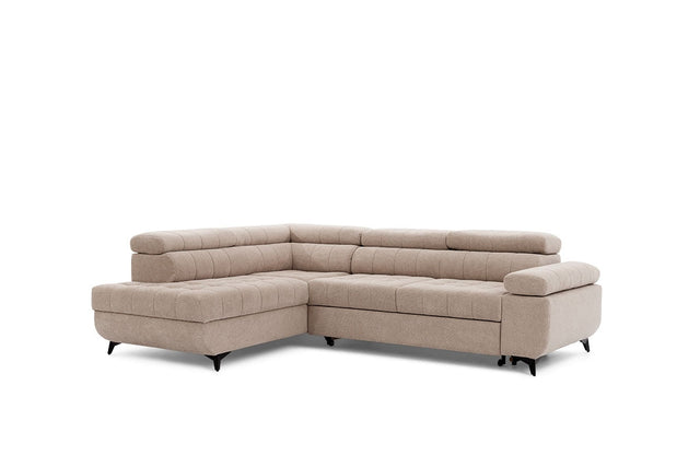 Narożnik lewostronny rozkładany Dragonis - beżowa plecionka Crown 2 Beige