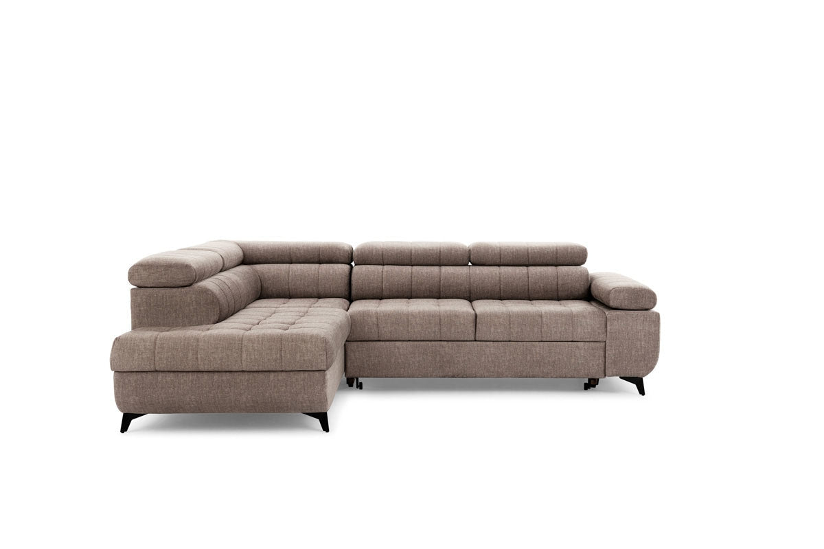 Narożnik rozkładany Dragonis lewostronny - beżowy welur hydrofobowy Vogue 4 Taupe