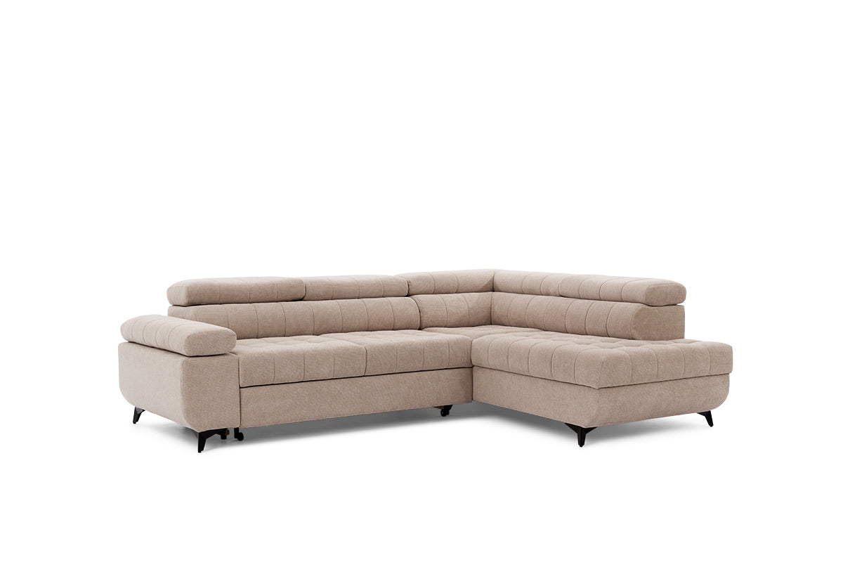 Narożnik rozkładany Dragonis prawostronny - beżowa plecionka Crown 2 Beige