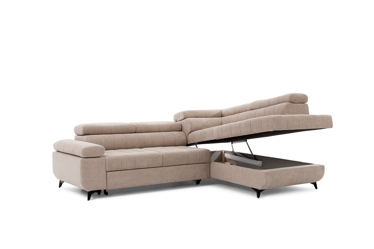 Narożnik rozkładany Dragonis prawostronny - beżowa plecionka Crown 2 Beige