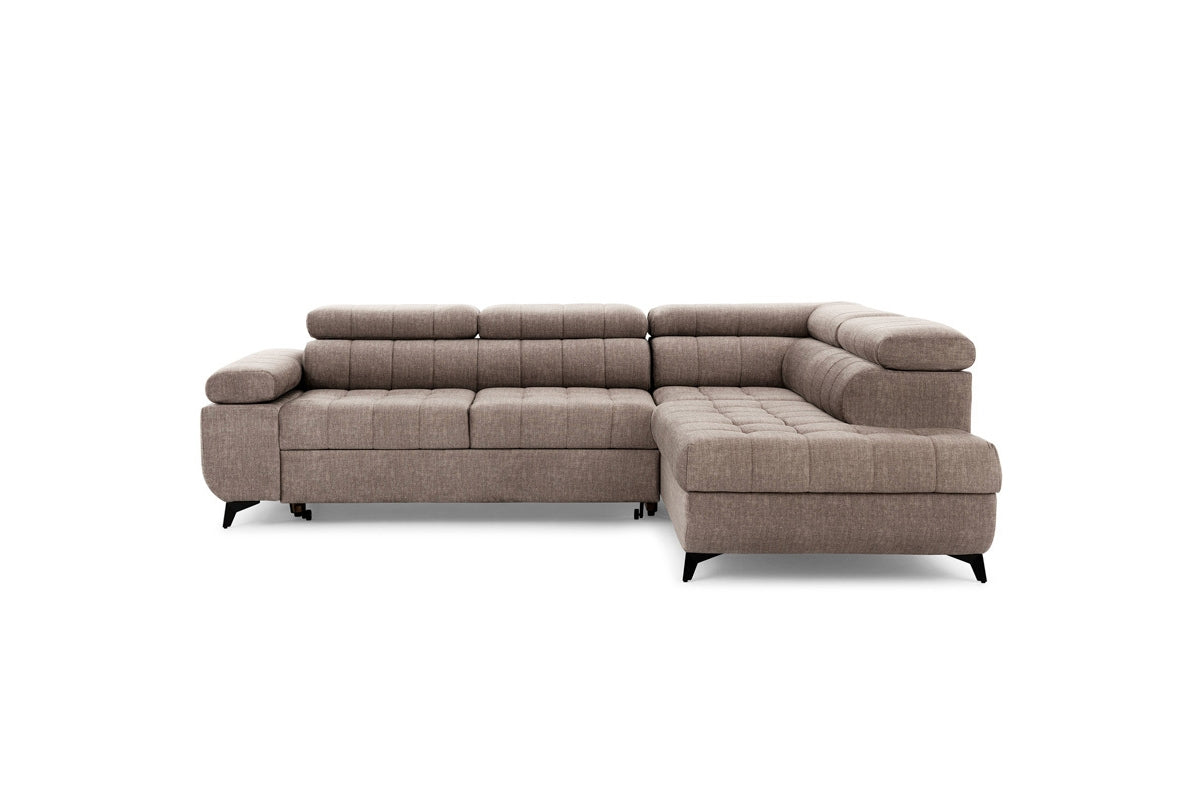 Narożnik rozkładany Dragonis prawostronny - beżowy welur hydrofobowy Vogue 4 Taupe