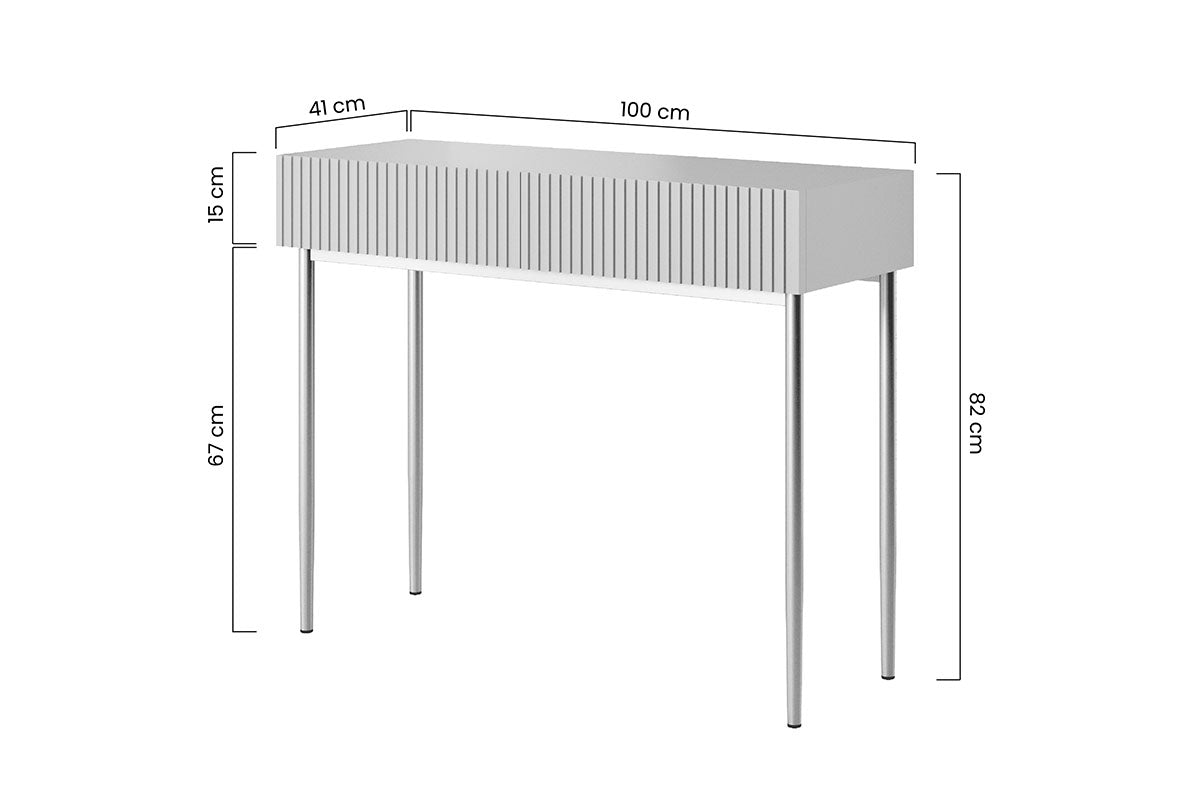 Nowoczesna konsola / toaletka Nicole z szufladami i metalowymi nogami 100 cm - granat / czarne nóżki
