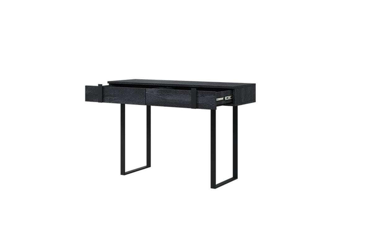 Nowoczesna konsola / toaletka Verica z metalowymi nogami 120 cm - czarny beton / czarne nóżki