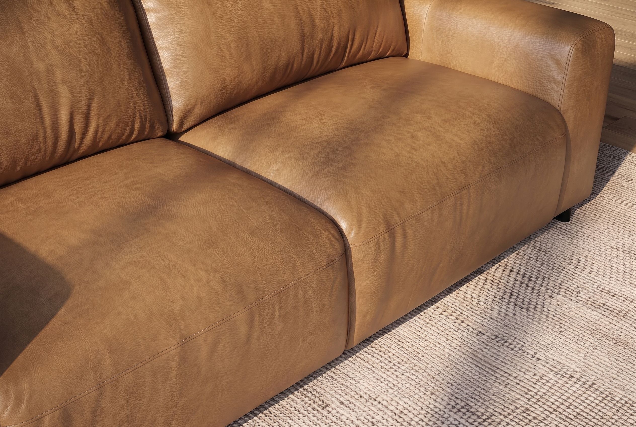 Sofa skórzana cognac 245 cm z naturalnej skóry do nowoczesnego salonu