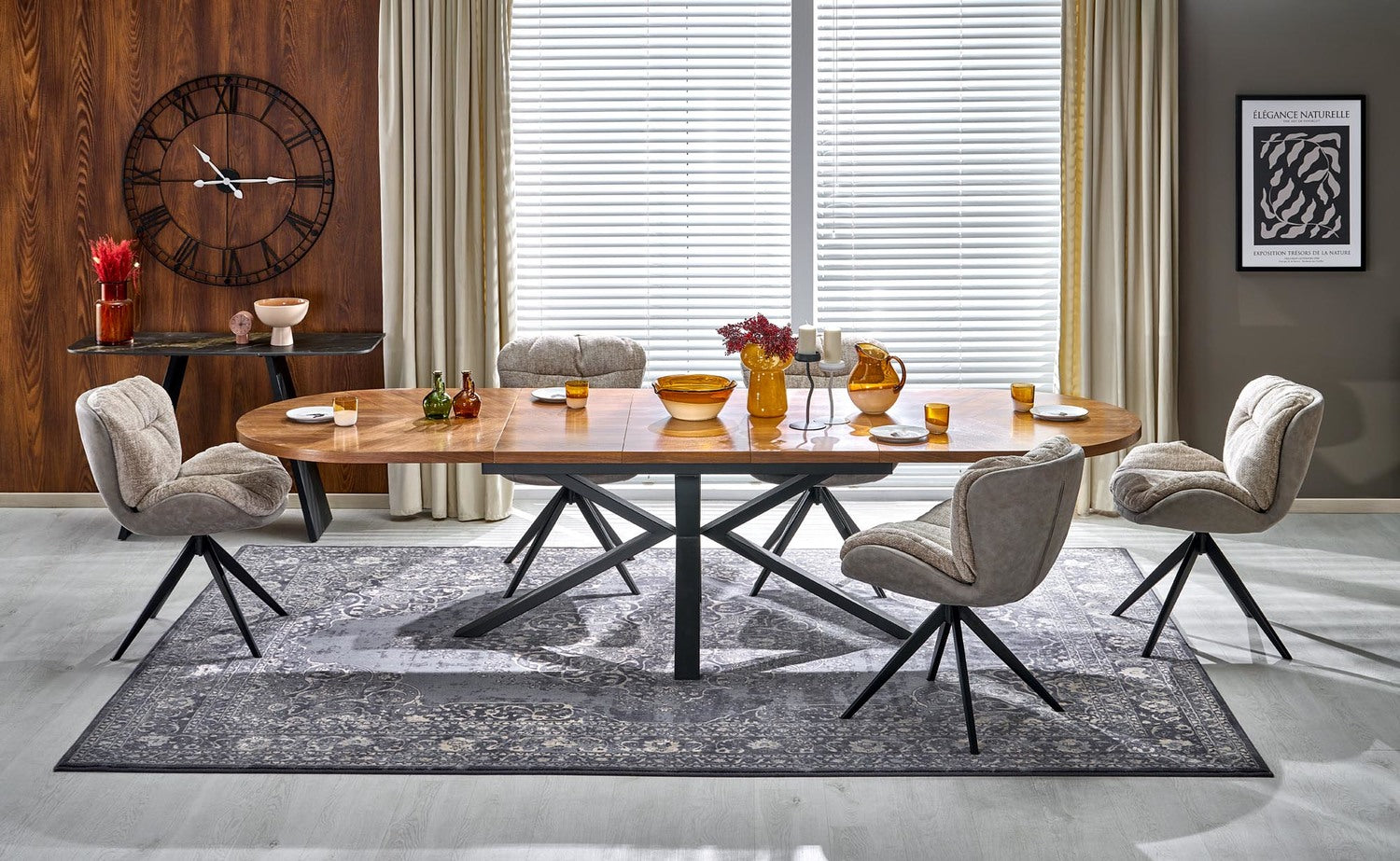 Stół do jadalni 180–300 cm z blatem MDF w naturalnej okleinie