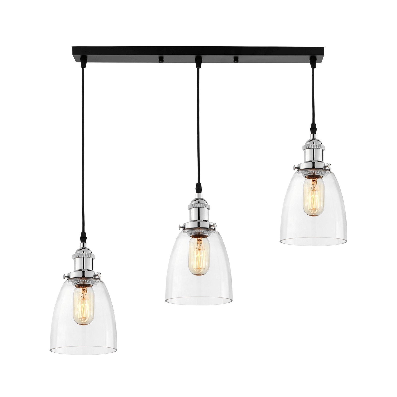 POTRÓJNA LAMPA WISZĄCA LOFT CHROMOWANA FABI W3 PRO
