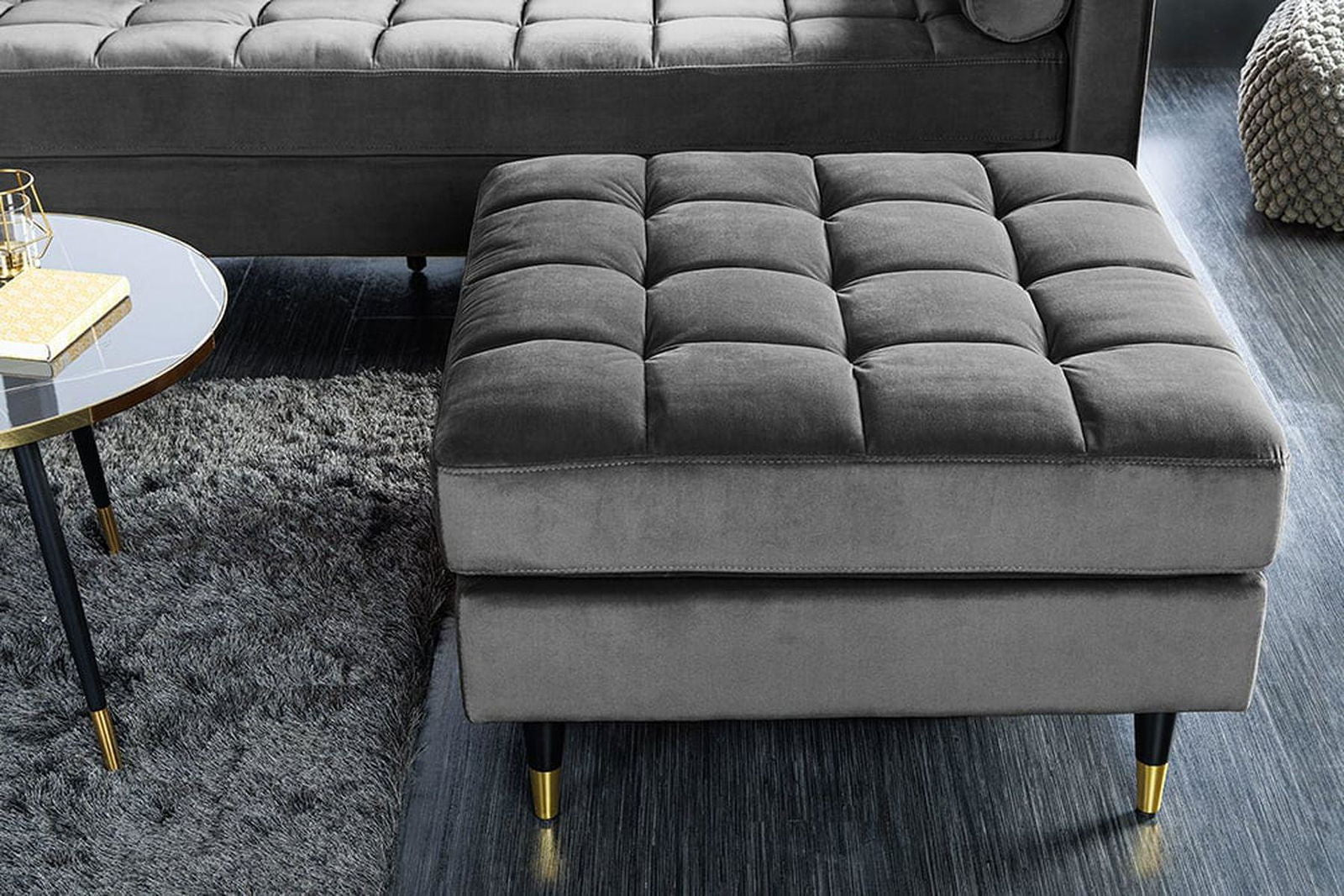PUFA COZY VELVET SZARY AKSAMIT 80 CM / 43132  / INVICTA INTERIOR