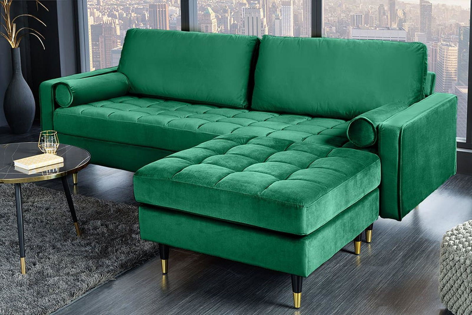 PUFA COZY VELVET ZIELONY AKSAMIT 80 CM / 43133  / INVICTA INTERIOR