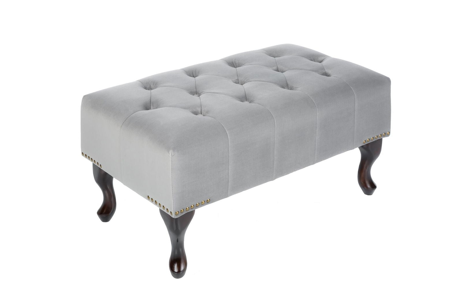Podnóżek / pufa Chesterfield srebrno-szary aksamit / 39850  / INVICTA INTERIOR