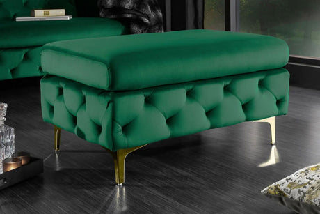 Pufa Modern Barock zielona / 39611 AKSAMIT / 39611  / INVICTA INTERIOR