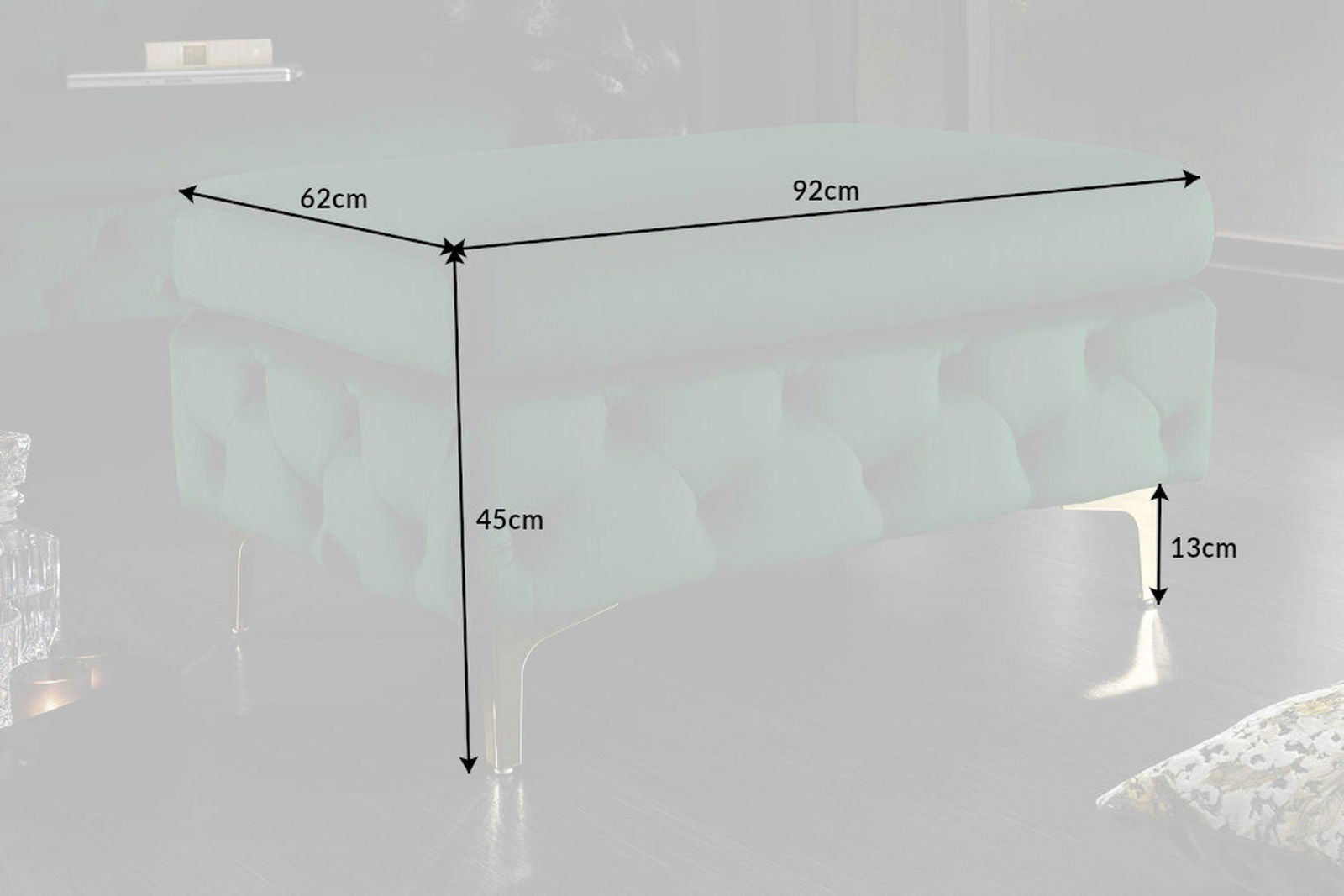 Pufa Modern Barock zielona / 39611 AKSAMIT / 39611  / INVICTA INTERIOR