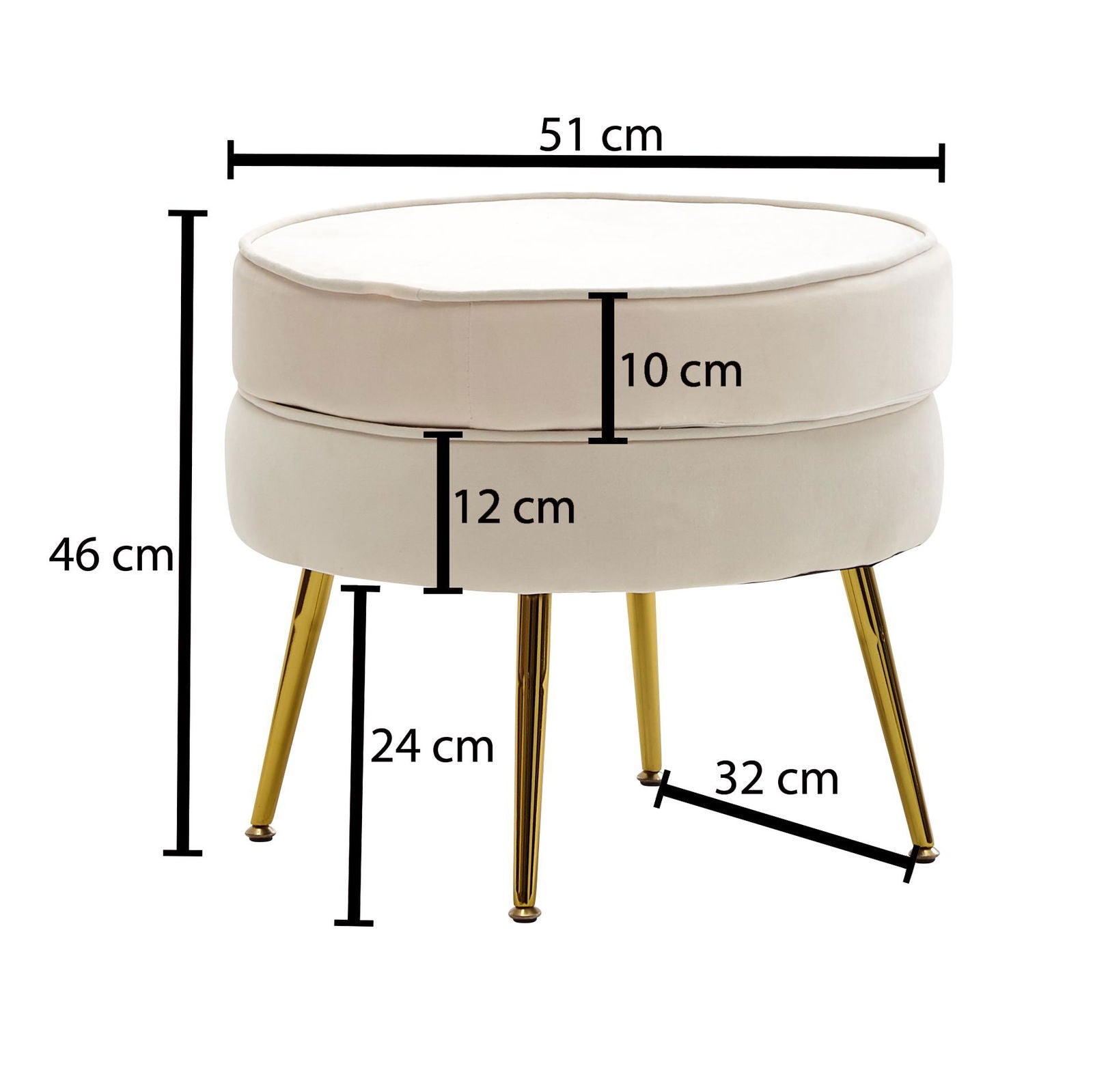 Pufa velvet kremowy 51 cm Wohnling / WL6.435