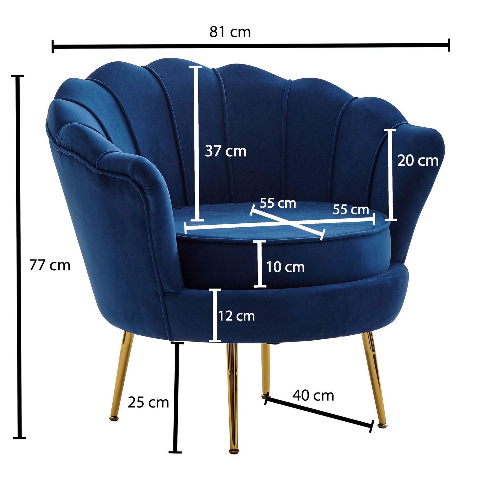 Pufa velvet niebieska 51 cm Wohnling / WL6.436