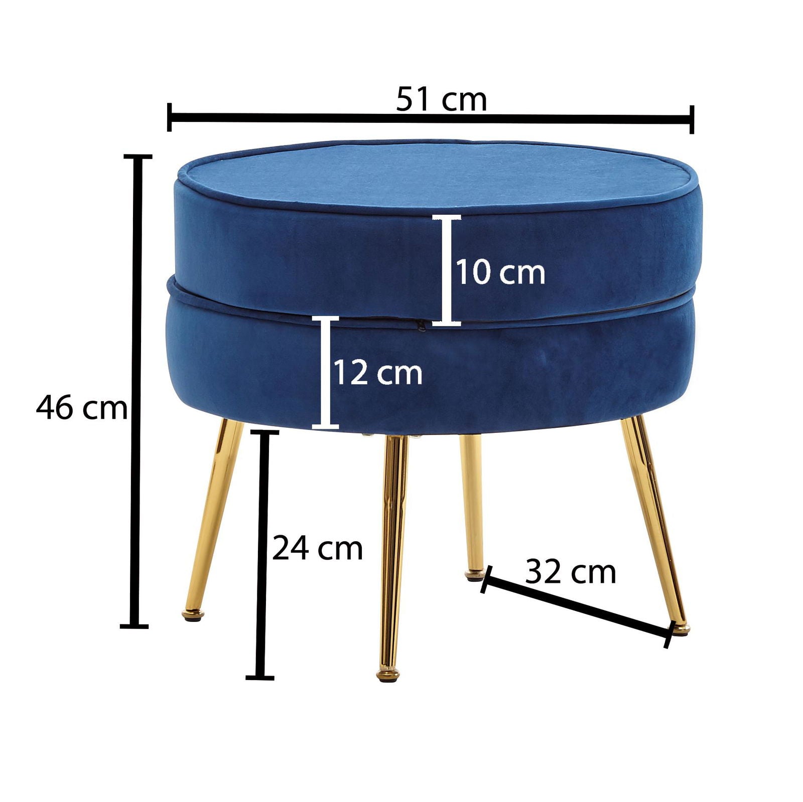 Pufa velvet niebieska 51 cm Wohnling / WL6.436
