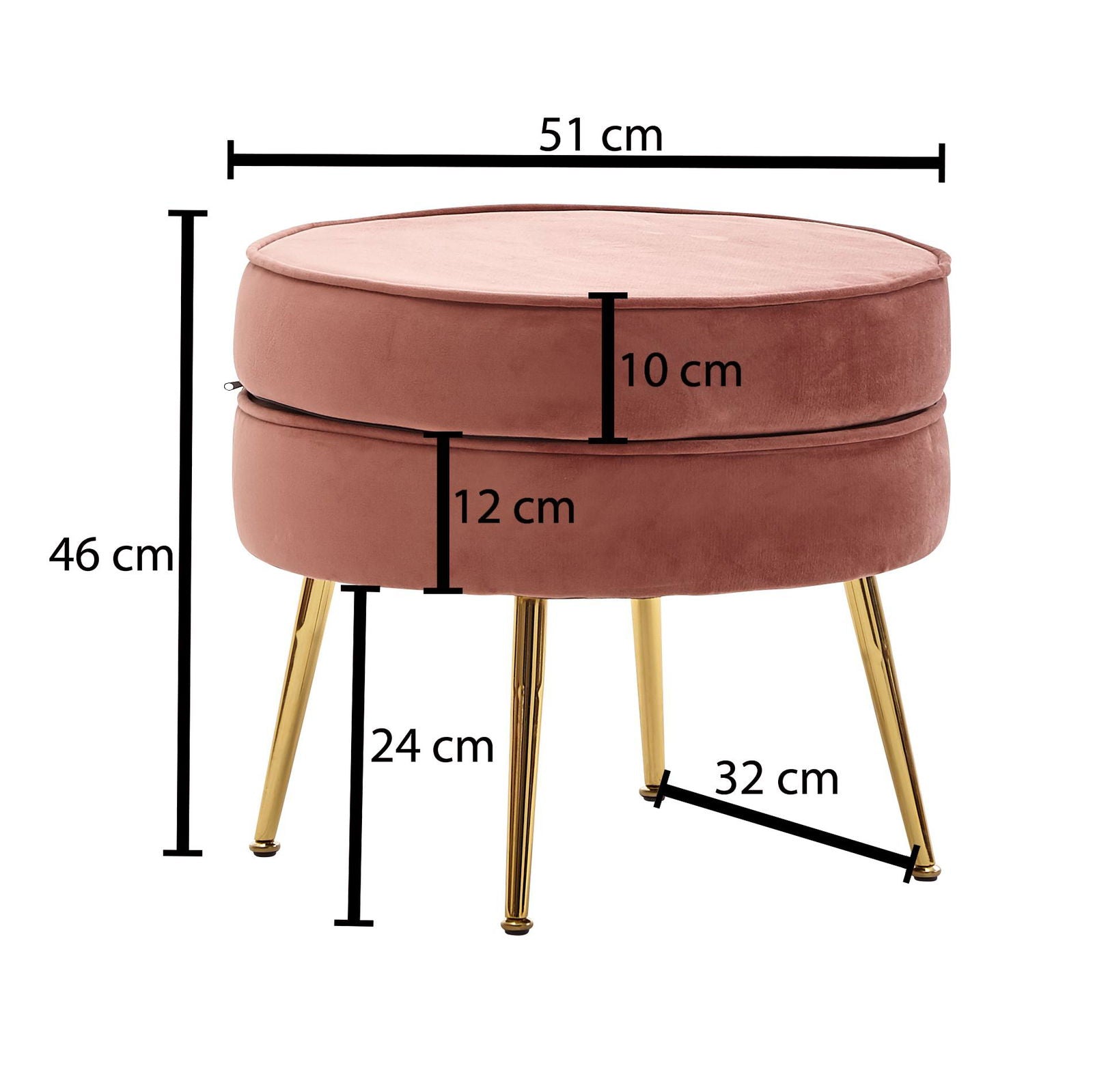 Pufa velvet różowa 51 cm Wohnling Wohnling / WL6.433