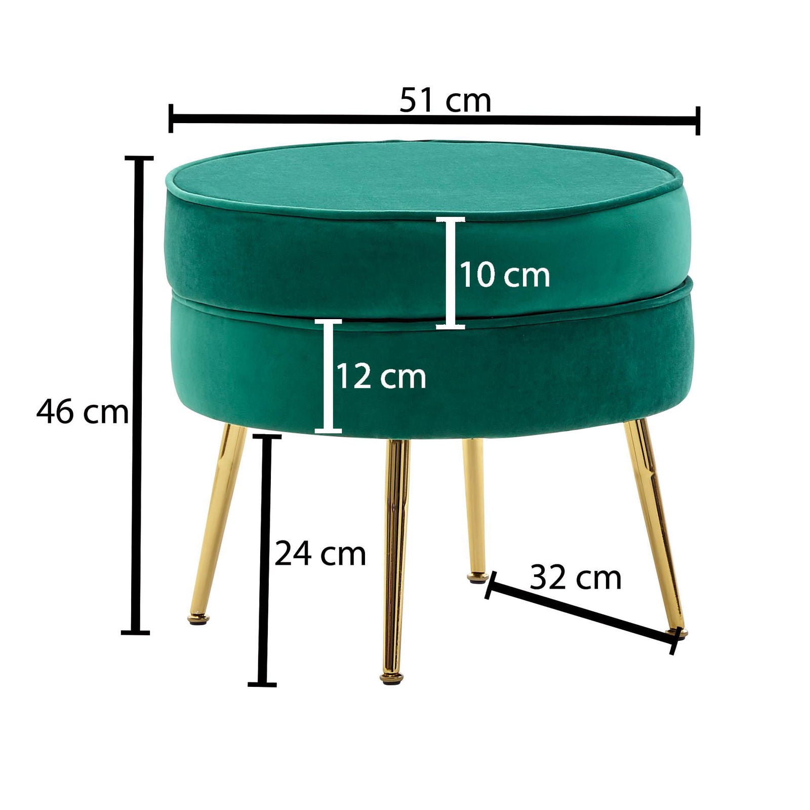 Pufa velvet zielona 51 cm Wohnling / WL6.437