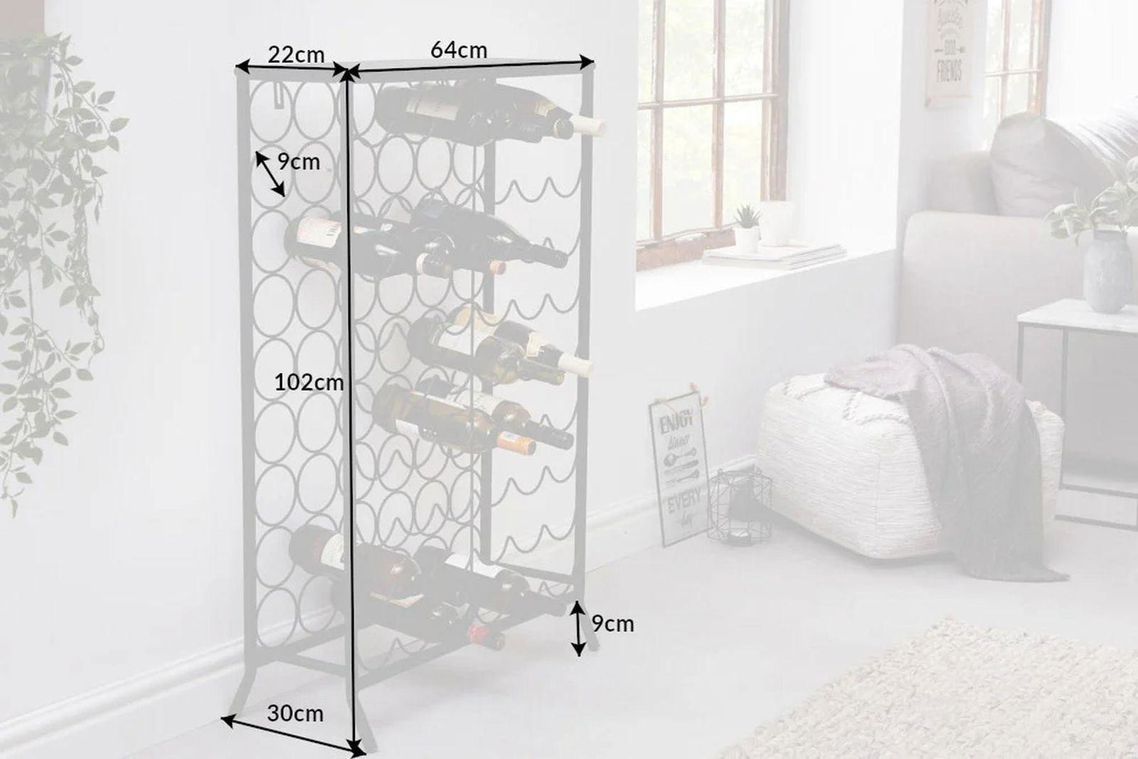 REGAŁ METALOWY STORAGE NA WINO 100 CM / 40861  / INVICTA INTERIOR