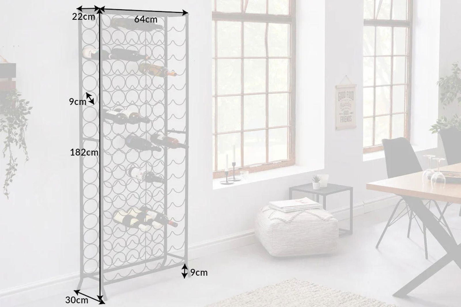 REGAŁ METALOWY STORAGE NA WINO 180 CM / 40862  / INVICTA INTERIOR