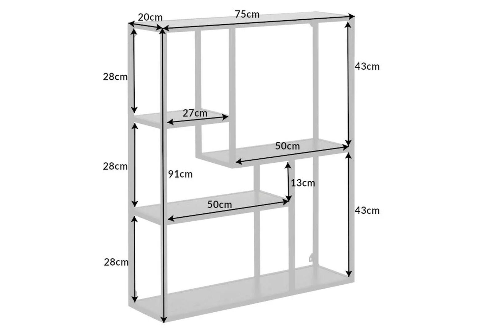 REGAŁ SLIM LINE WISZĄCY  JESION CZARNY / 42029  / INVICTA INTERIOR
