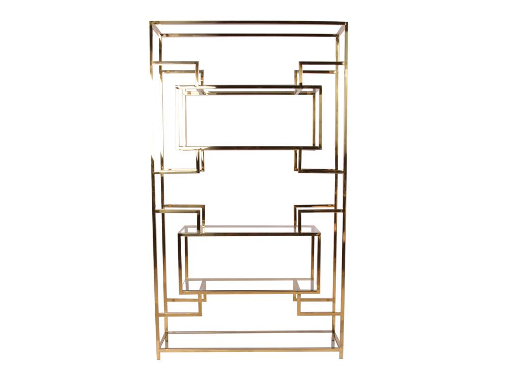 Regał Dubaj  202 cm / złota stal + szklane półki / EH