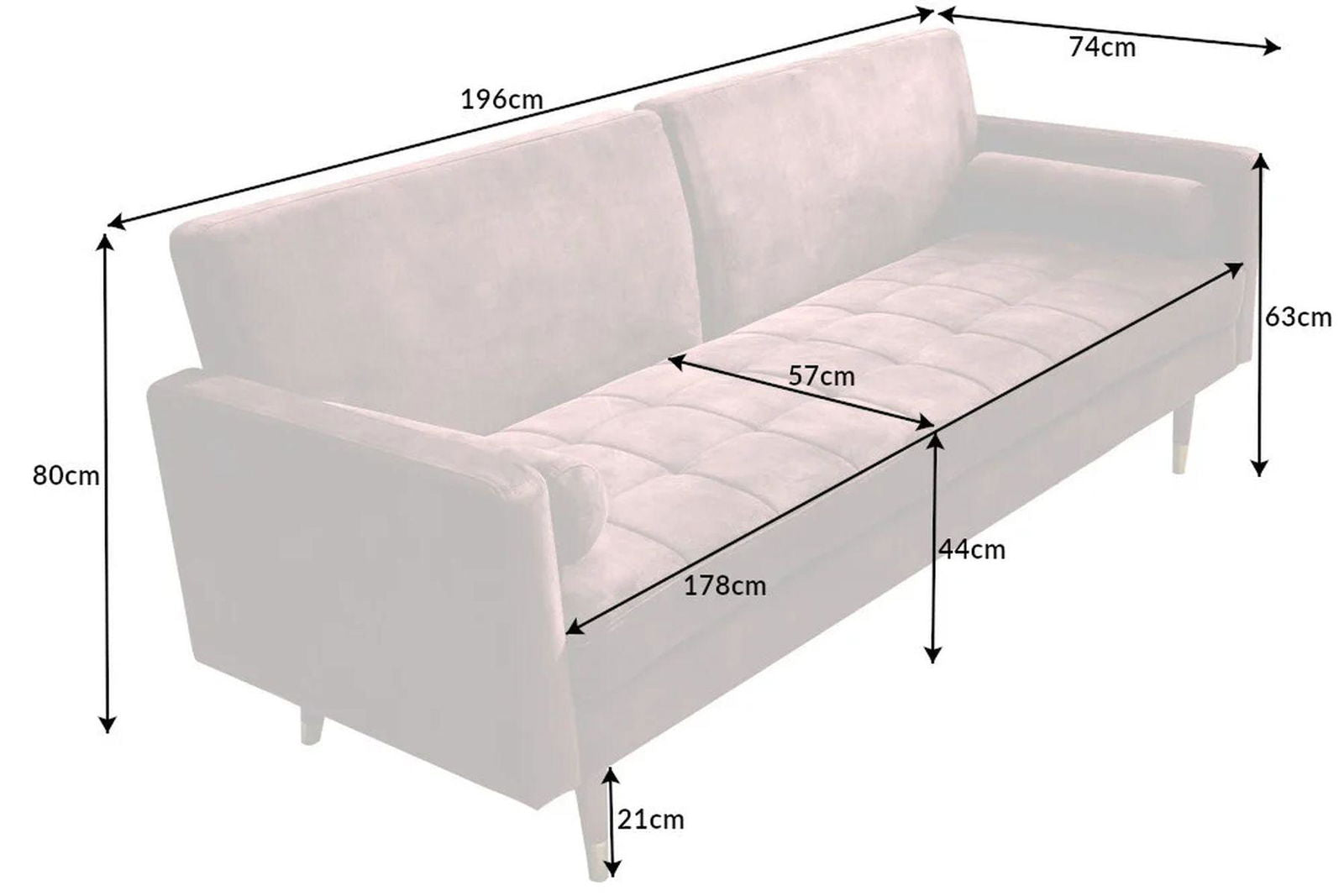 SOFA CHESTERFIELD 3 OSOBOWA IMITACJA SKÓRY CZARNA / 41447 / INVICTA INTERIOR