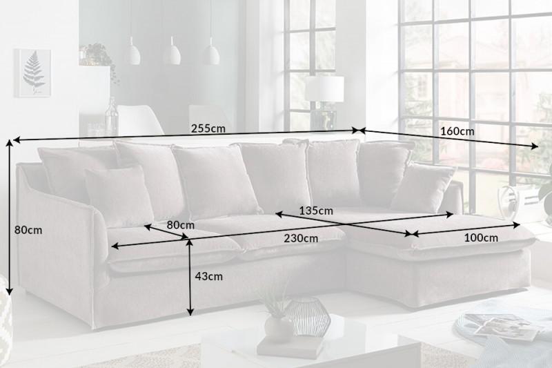 SOFA HEAVEN NAROŻNA SZARA 225 CM / 45445 / INVICTA INTEIOR
