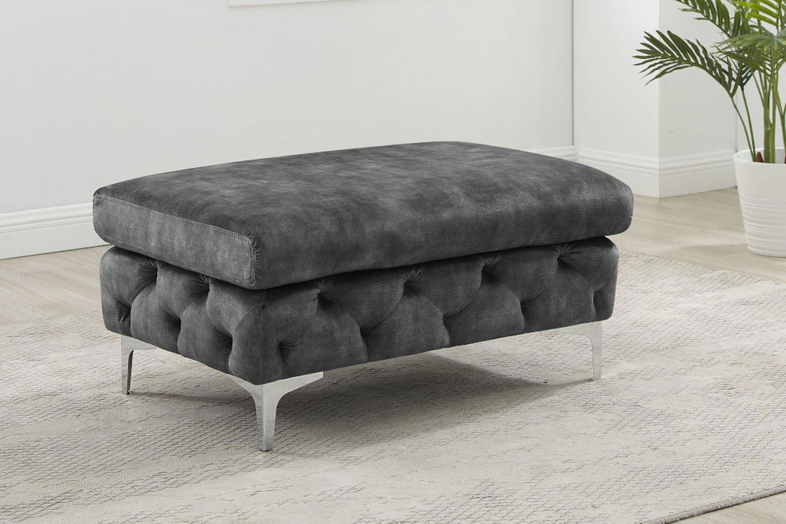 SOFA MODERN BAROCK 240 CM CIEMNOSZARY AKSAMIT / 41134 / INVICTA INTERIOR