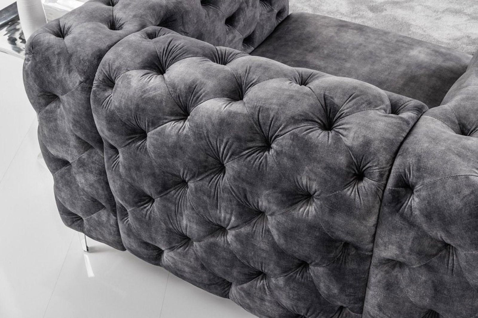 SOFA MODERN BAROCK 240 CM CIEMNOSZARY AKSAMIT / 41134 / INVICTA INTERIOR