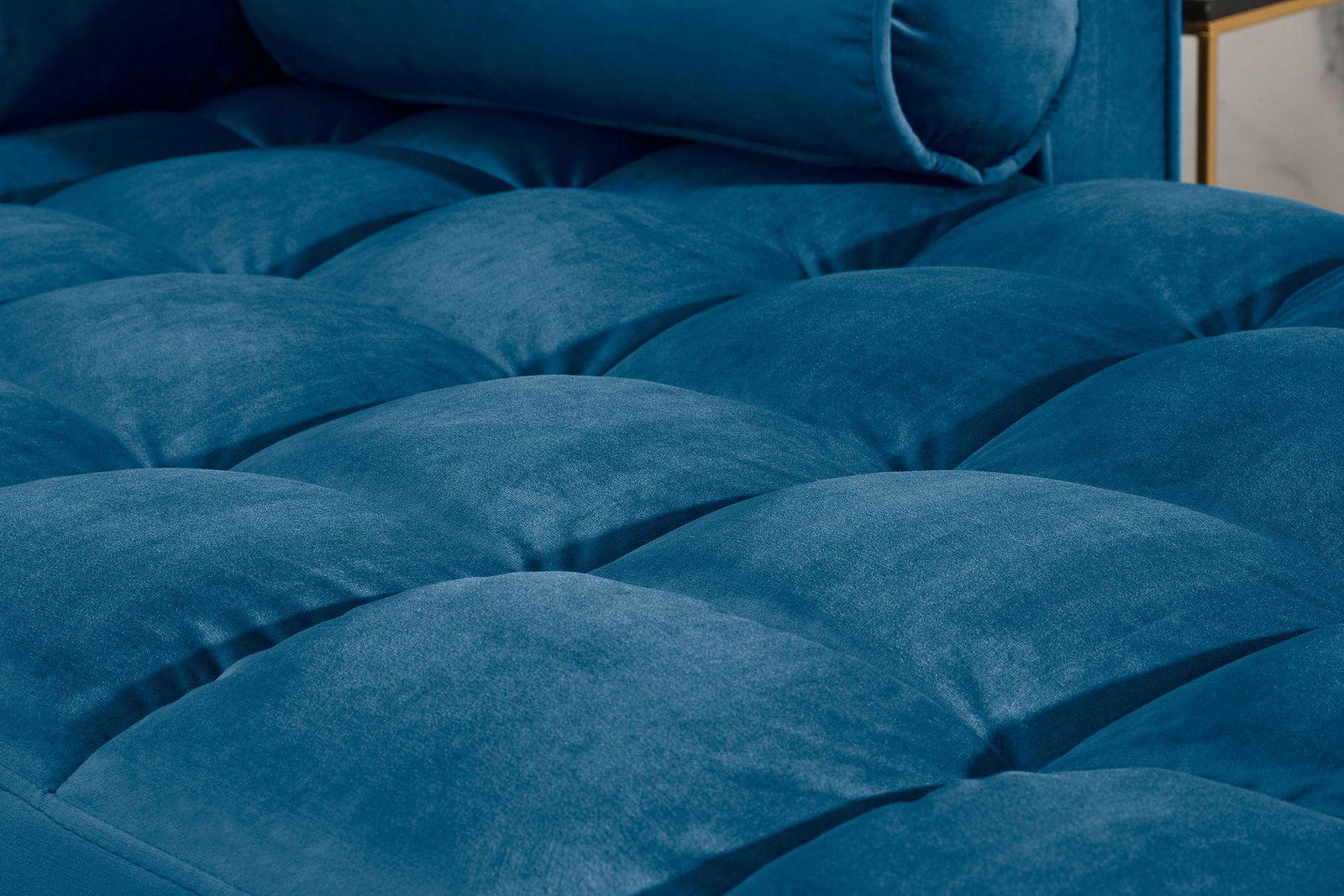 SOFA NAROŻNA COZY NIEBIESKA AKSAMIT / 39847 / INVICTA INTERIOR