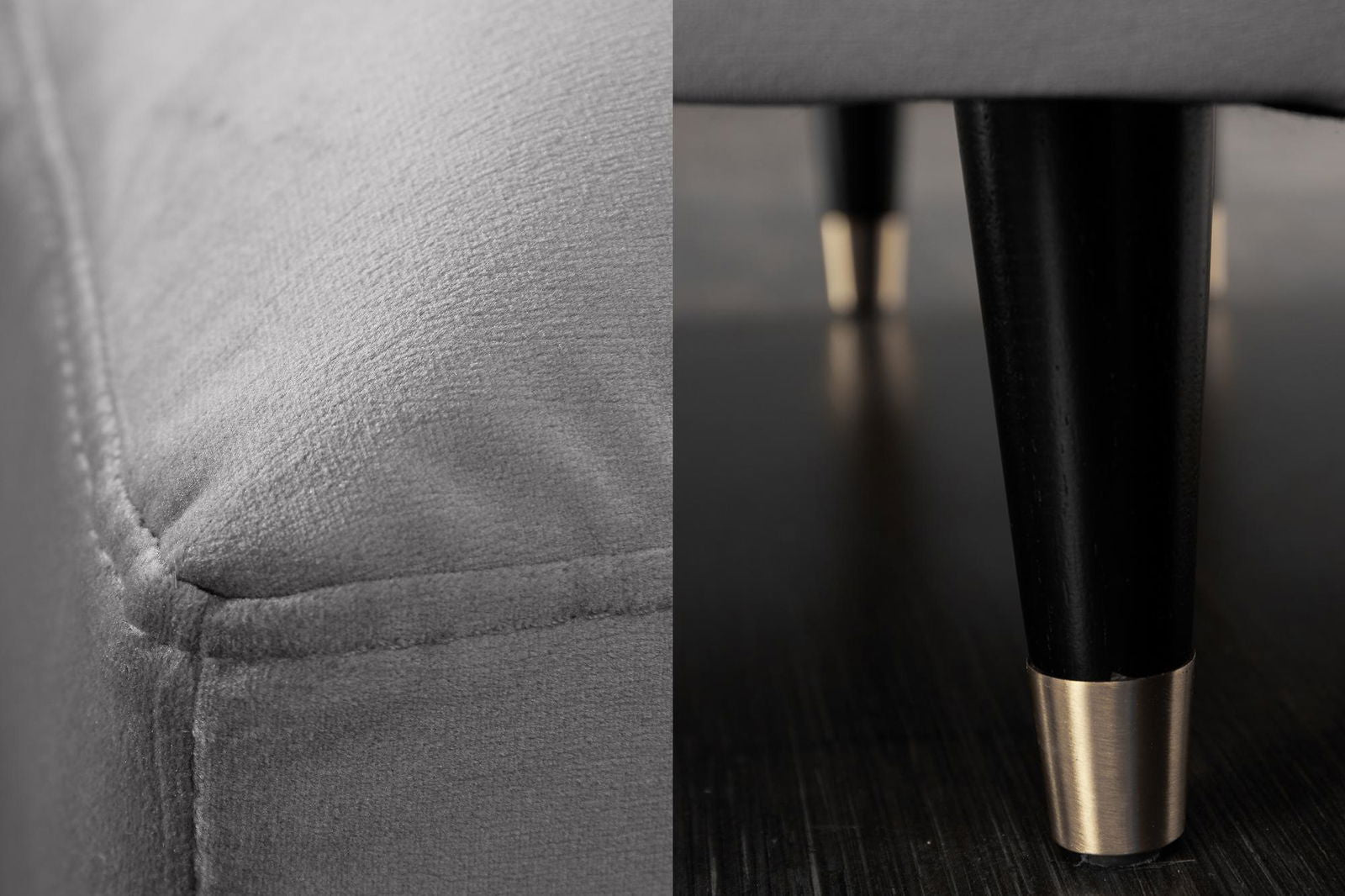 SOFA NAROŻNA COZY SZARA AKSAMIT / 40273 / INVICTA INTERIOR