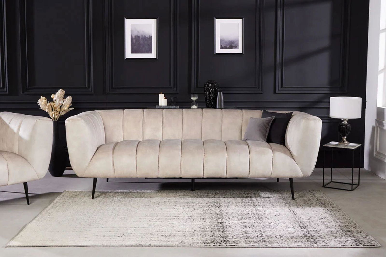 SOFA NOBLESSE 225 CM SZAMPAŃSKI AKSAMIT / 43266 / INVICTA INTERIOR